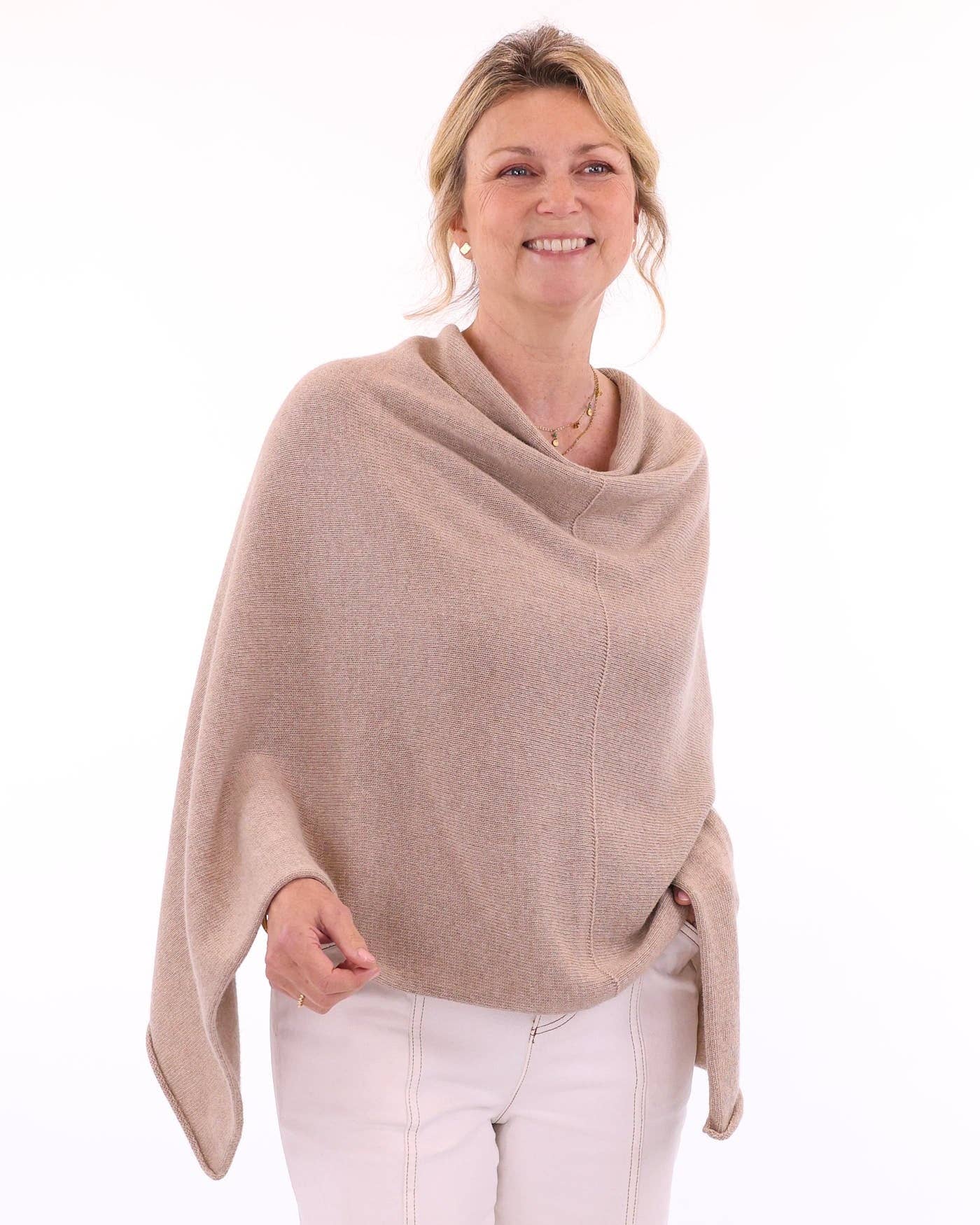 Cashmere Blend Poncho: Vintage Rose