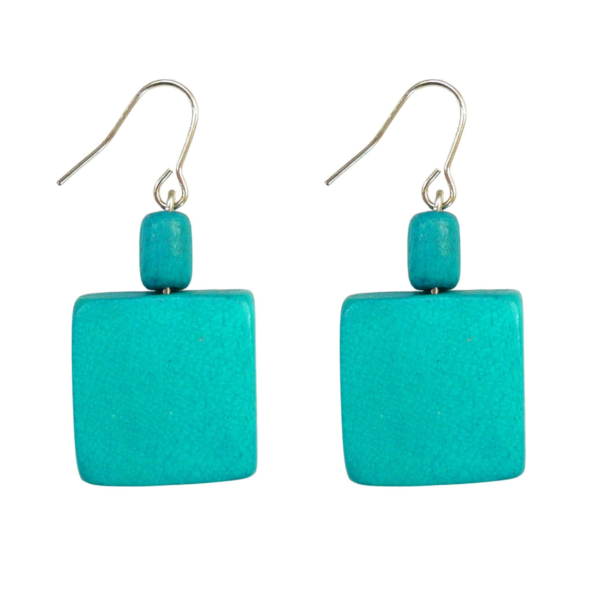 HWSE0 Wood Square Earrings: Lime Green