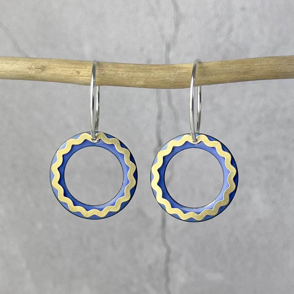 Lapis Wavy Hoop Earrings
