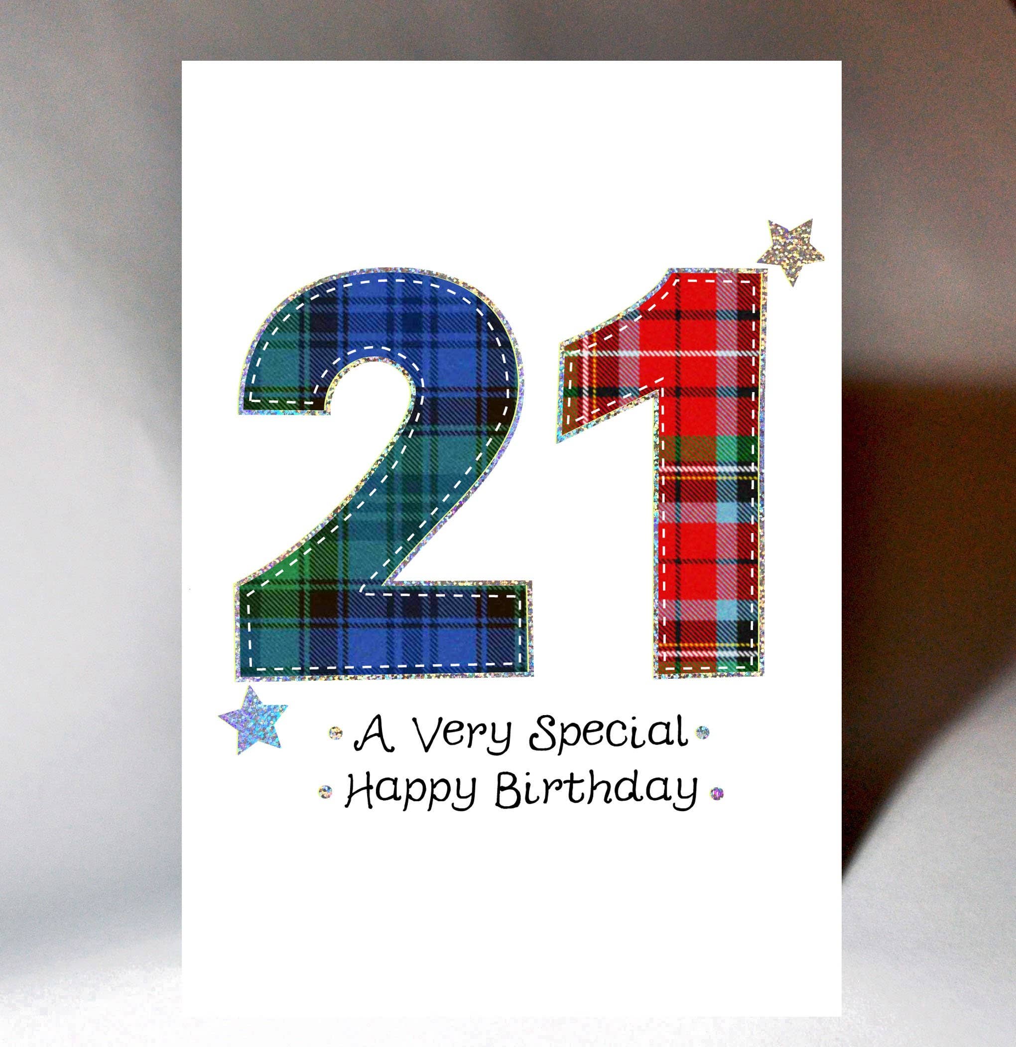 Tartan Number 21 Birthday Card