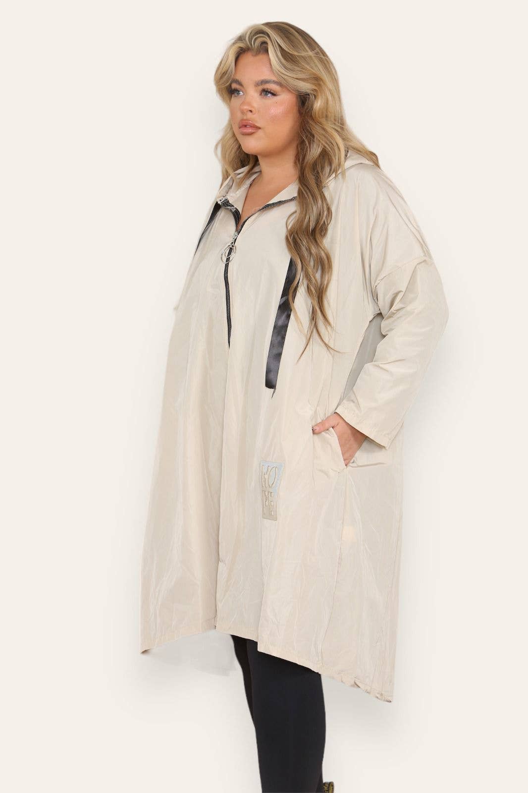 Oversized Hooded Rain Mac: Silver Grey / One Size To UK 16-24
