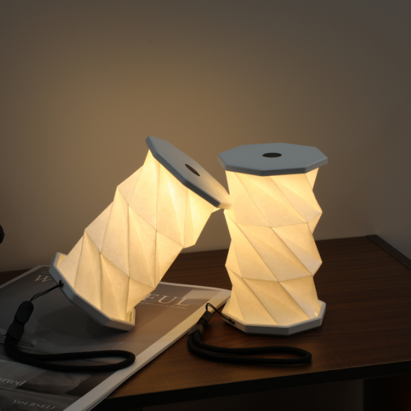 Mini Twist Hexagon Lamp: Walnut Drift