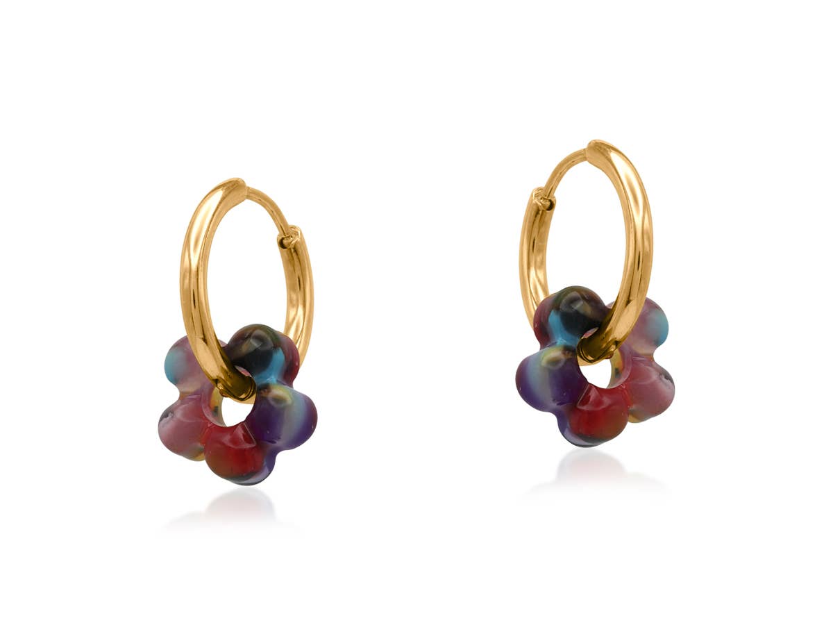 Sophia Petite Resin Huggies Earrings: Beige