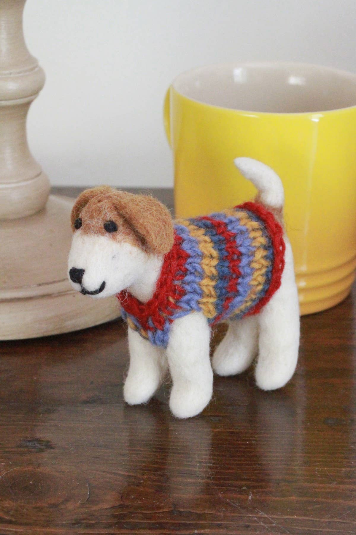 Jack - Hand Felted Wool Terrier Dog in a Jumper Decoration: One Colour