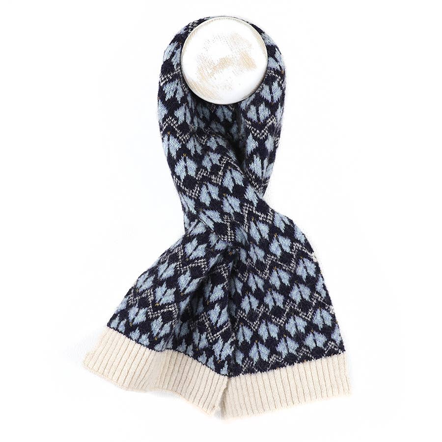 Navy Mix Recycled Blend Scandi Knit Pull Through Scarf