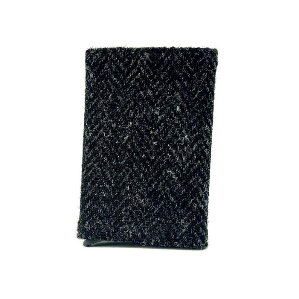 Harris Tweed RFID Pop Up Card Holder Charcoal Herringbone