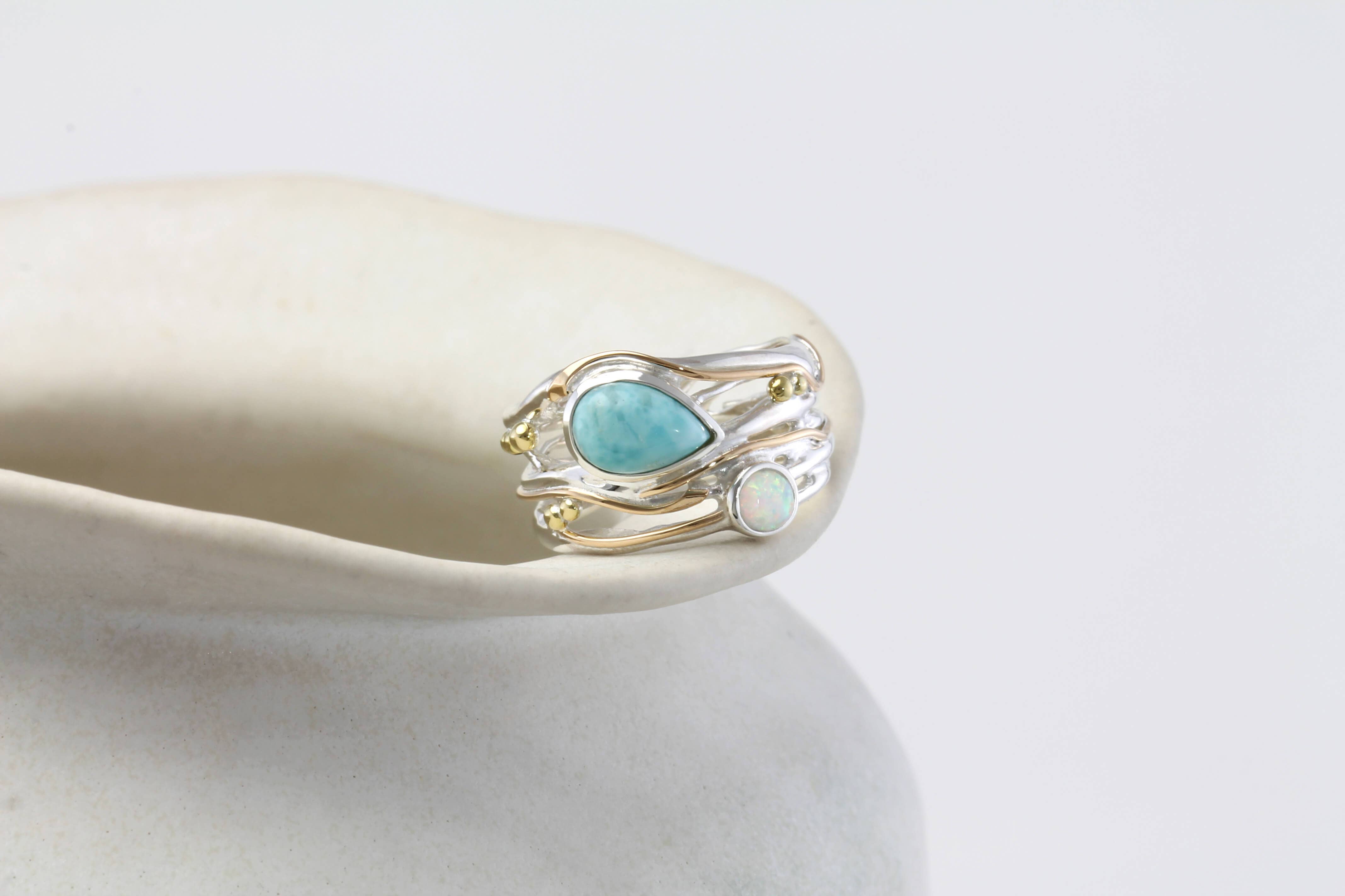 Silver Teardrop Opalite Ring: O