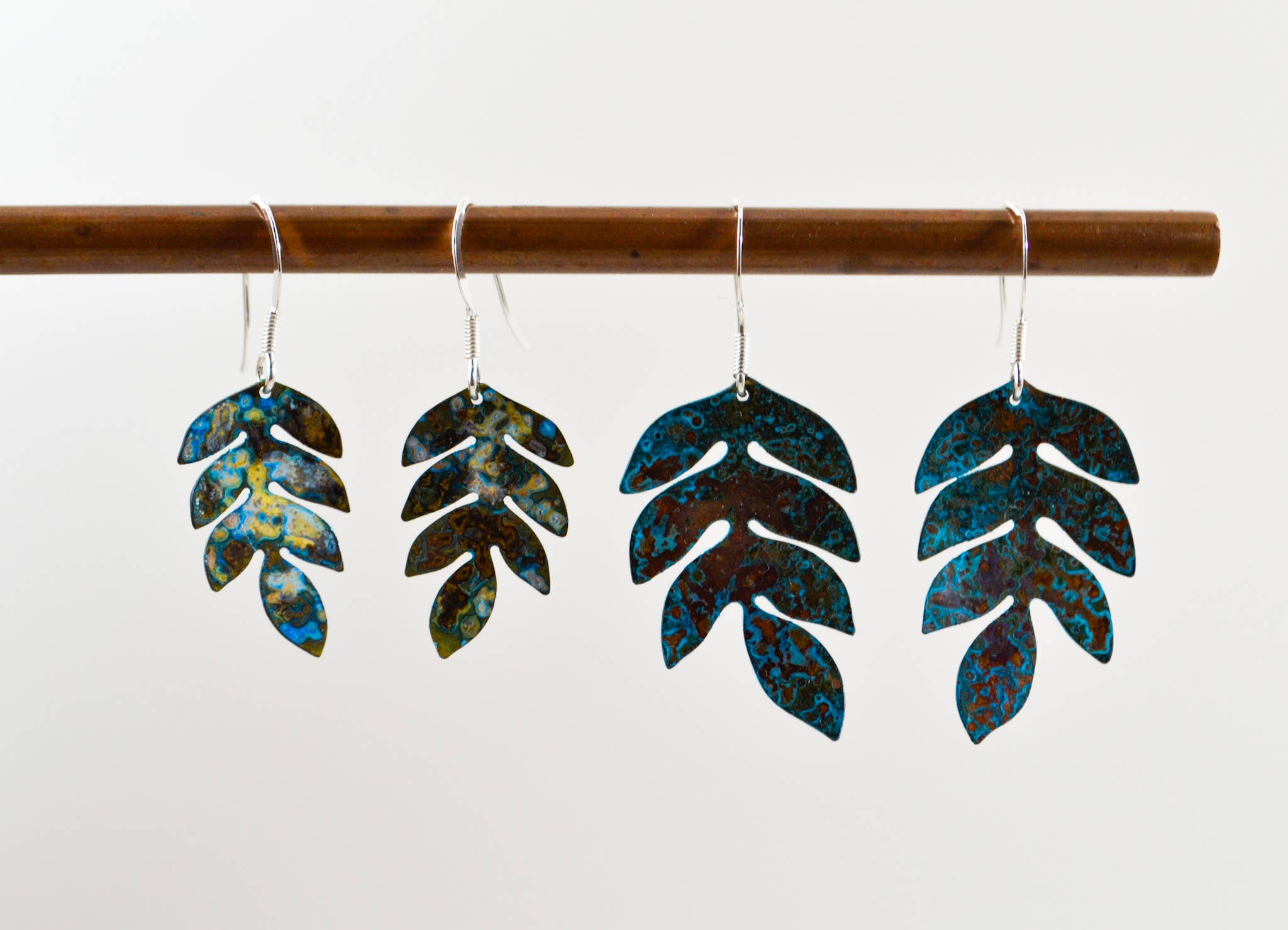 Fern Drop Earrings: Copper / Small