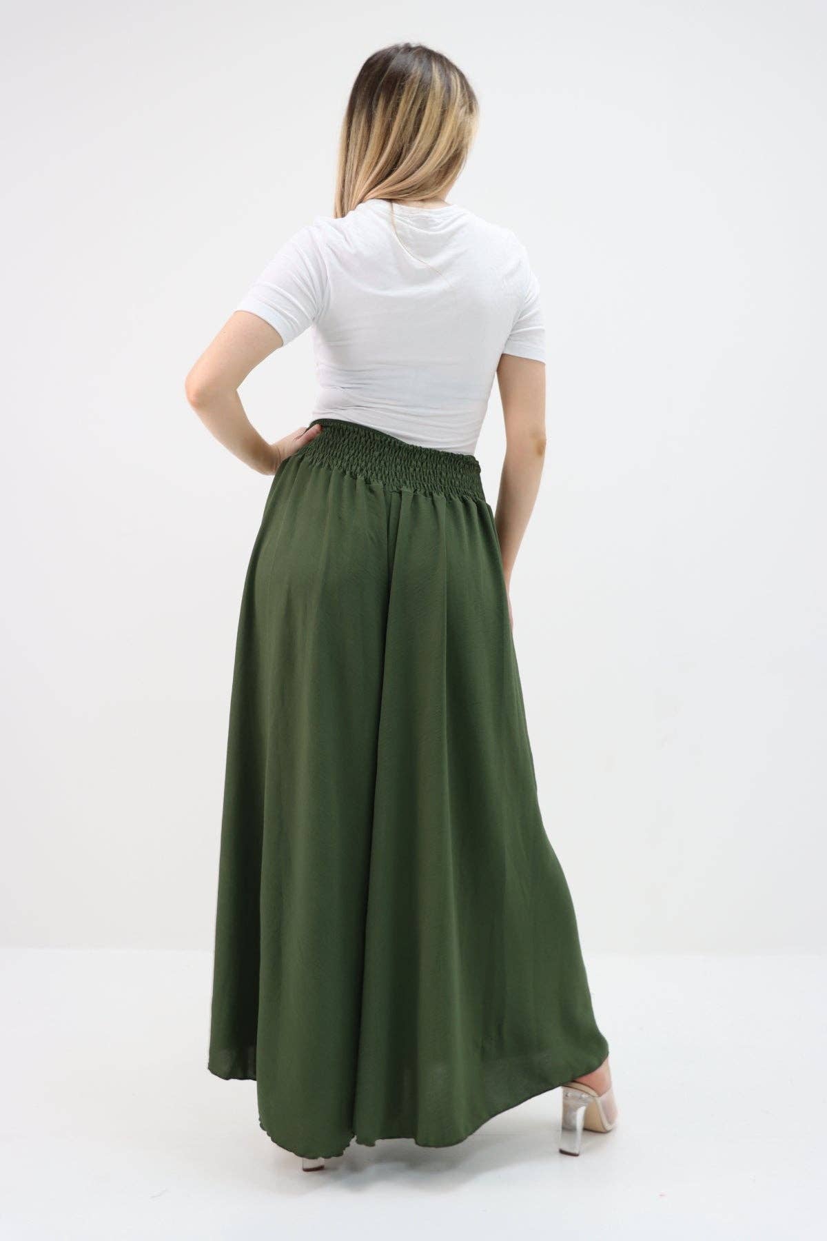 Italian Plain Palazzo Trousers: Beige / One Size (UK 10-24)