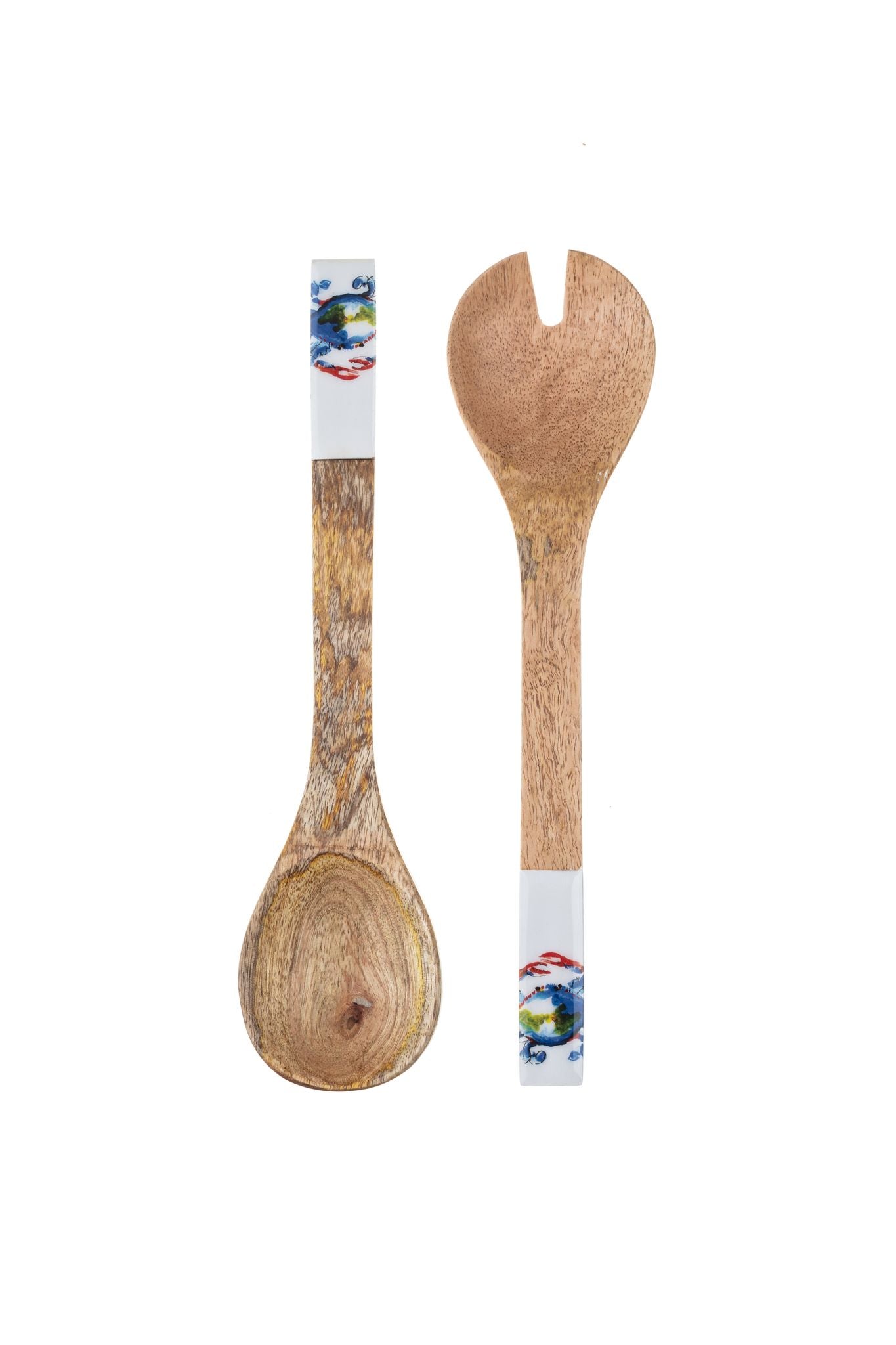 Blue Crab Wooden Salad Servers