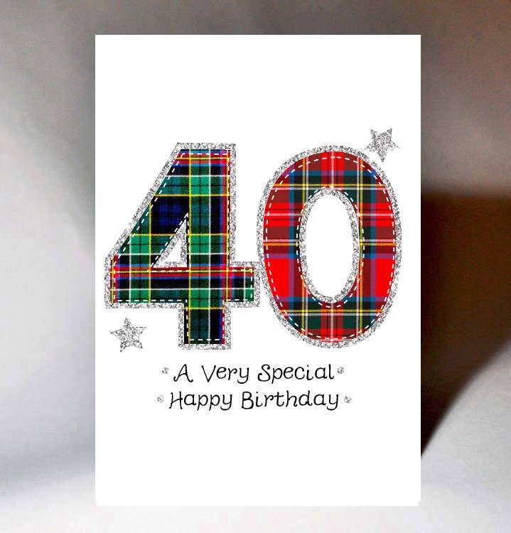 Tartan Number 40 Birthday Card WWTN40
