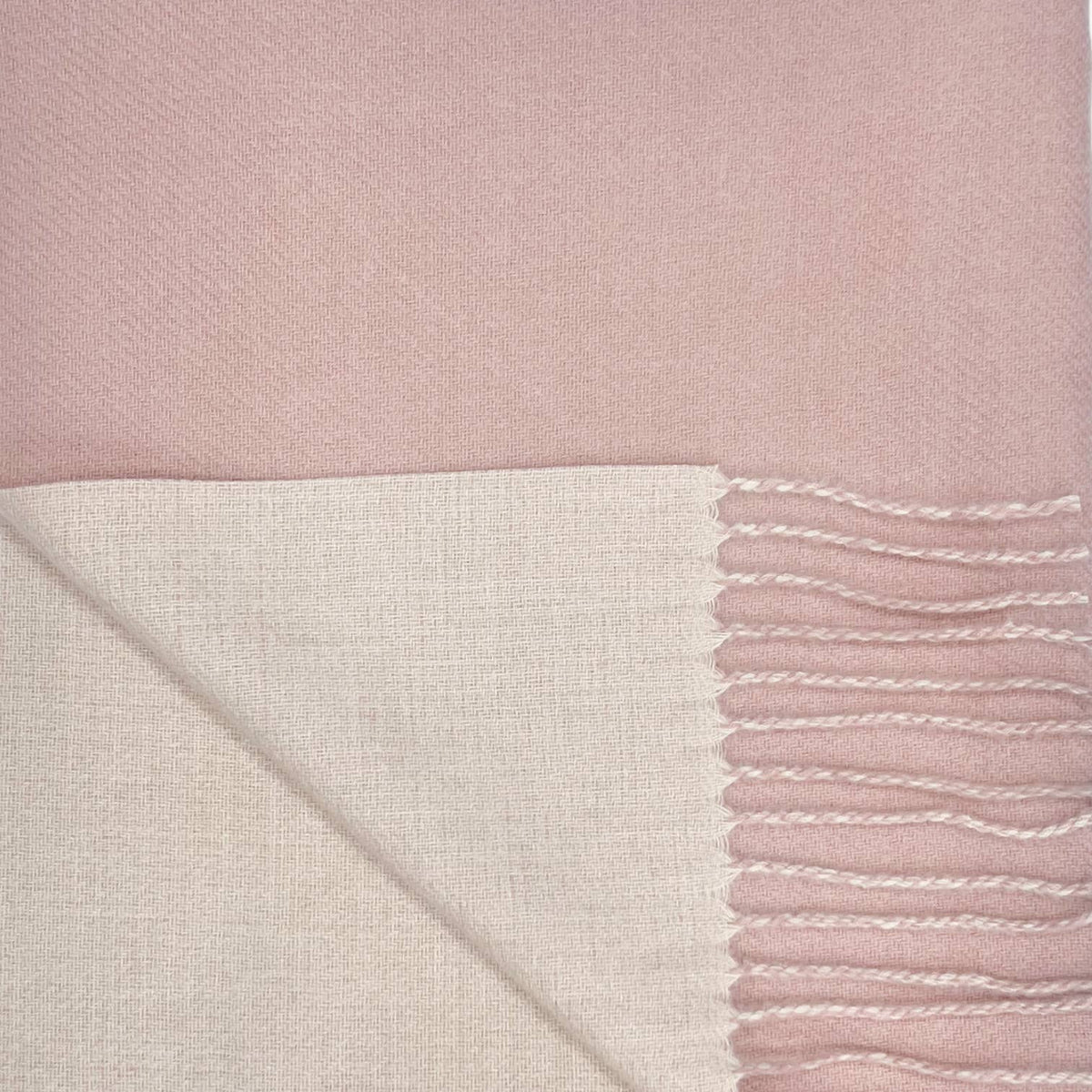 Reversible two tone coloured plain cashmere blend scarf: Oatmeal