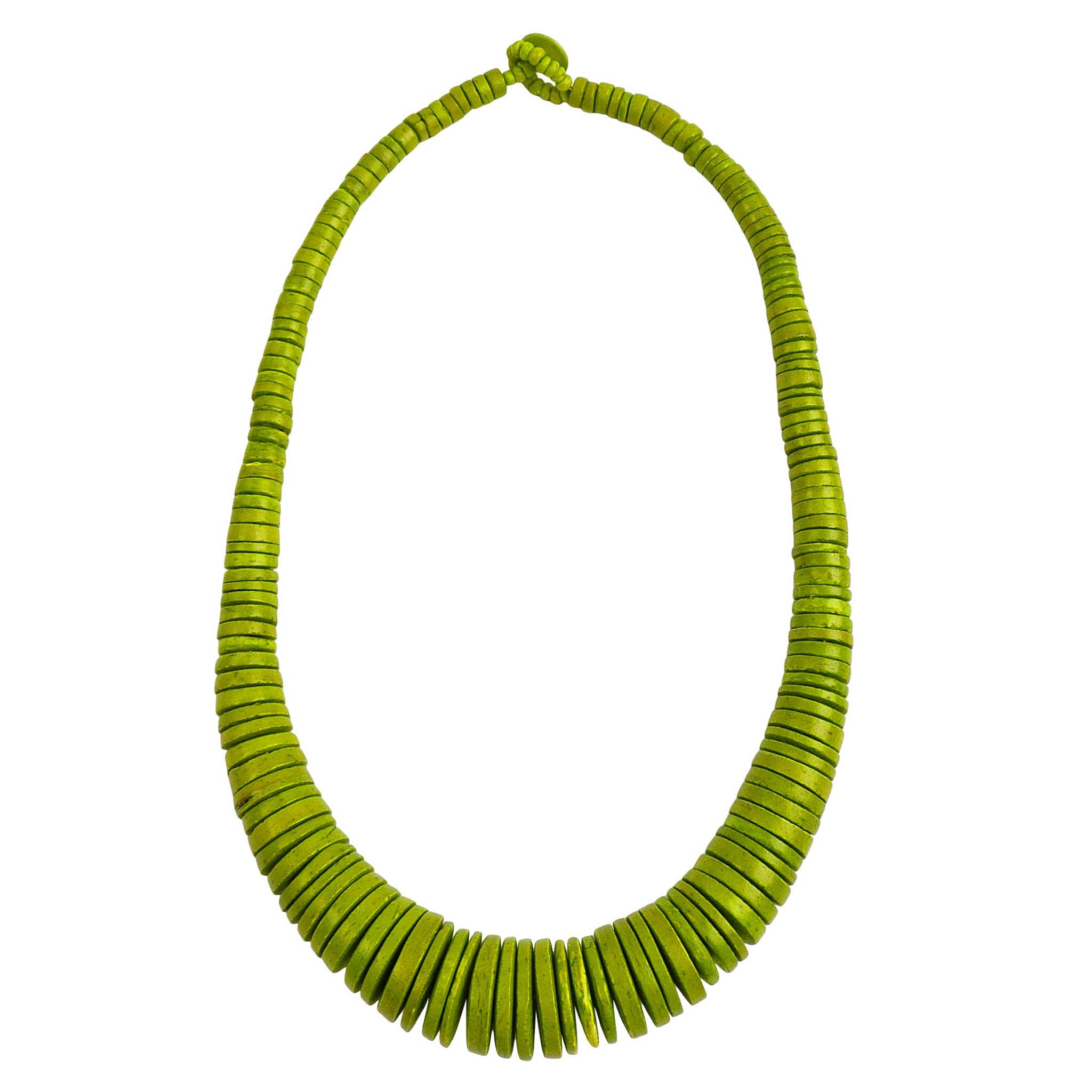 NK601 Graduated Coco Disc Necklaces: Lime-green