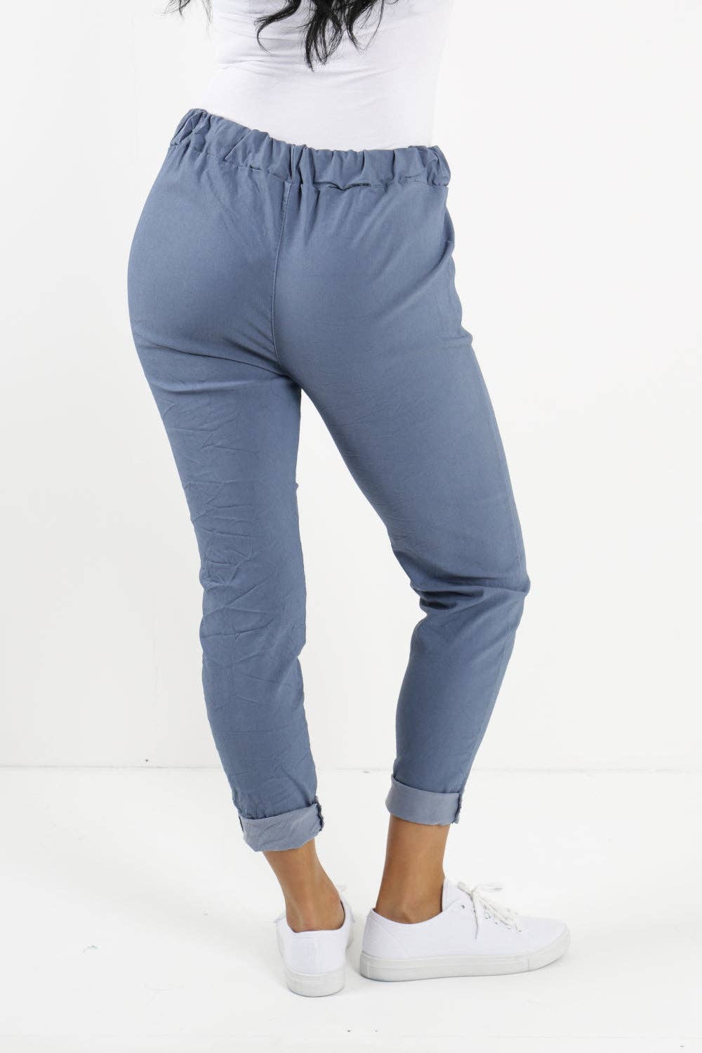 Womens Plain Magic Pants Italian Multi Colours: Beige / One Size (UK 10-14)