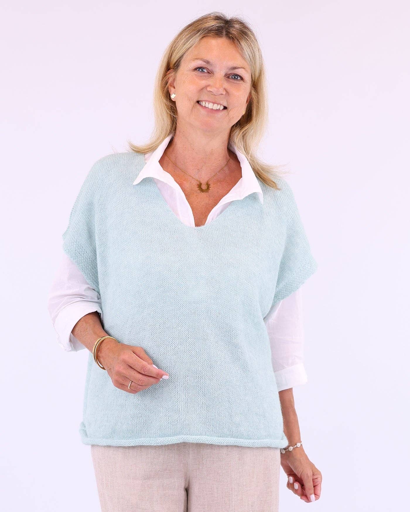 Alpaca Blend V Neck Tunic: Soft Moss