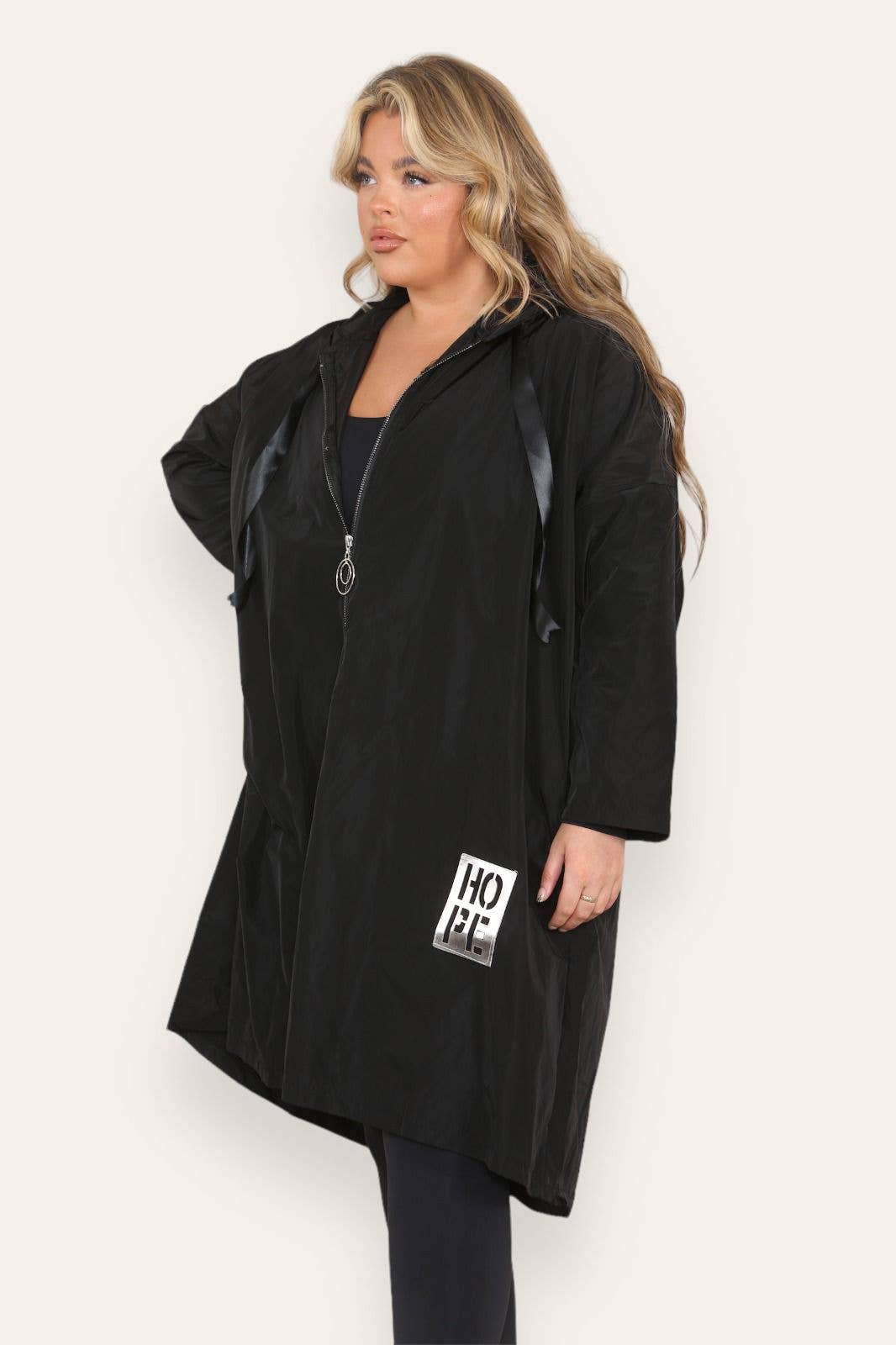 Oversized Hooded Rain Mac: Silver Grey / One Size To UK 16-24