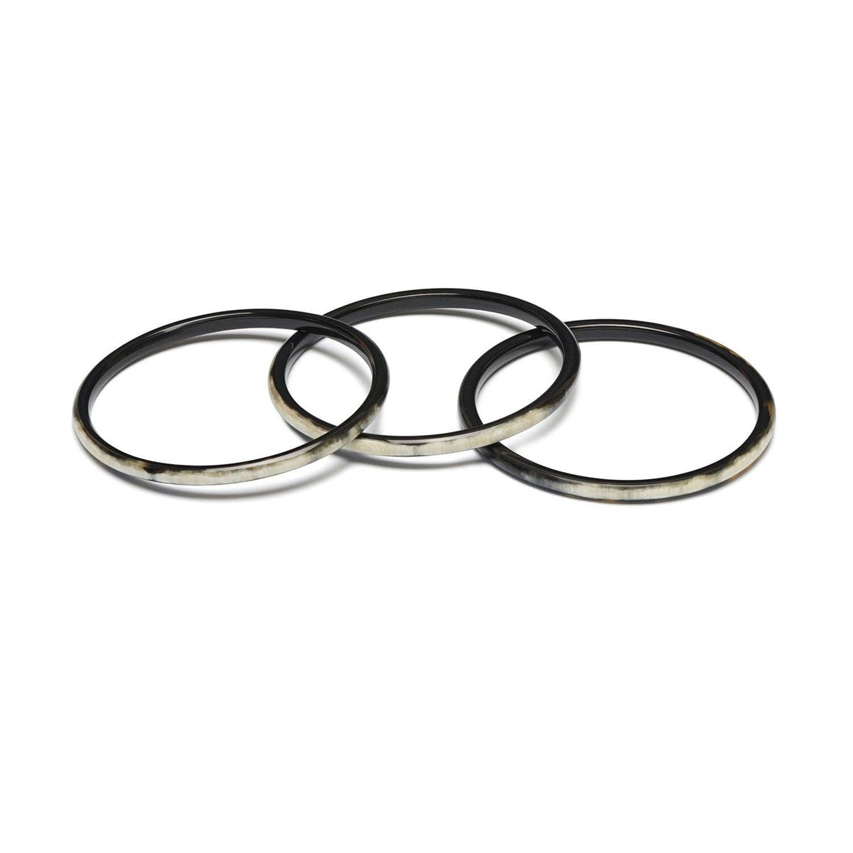 Zuri Set of three Slim Black Natural Horn Bangles