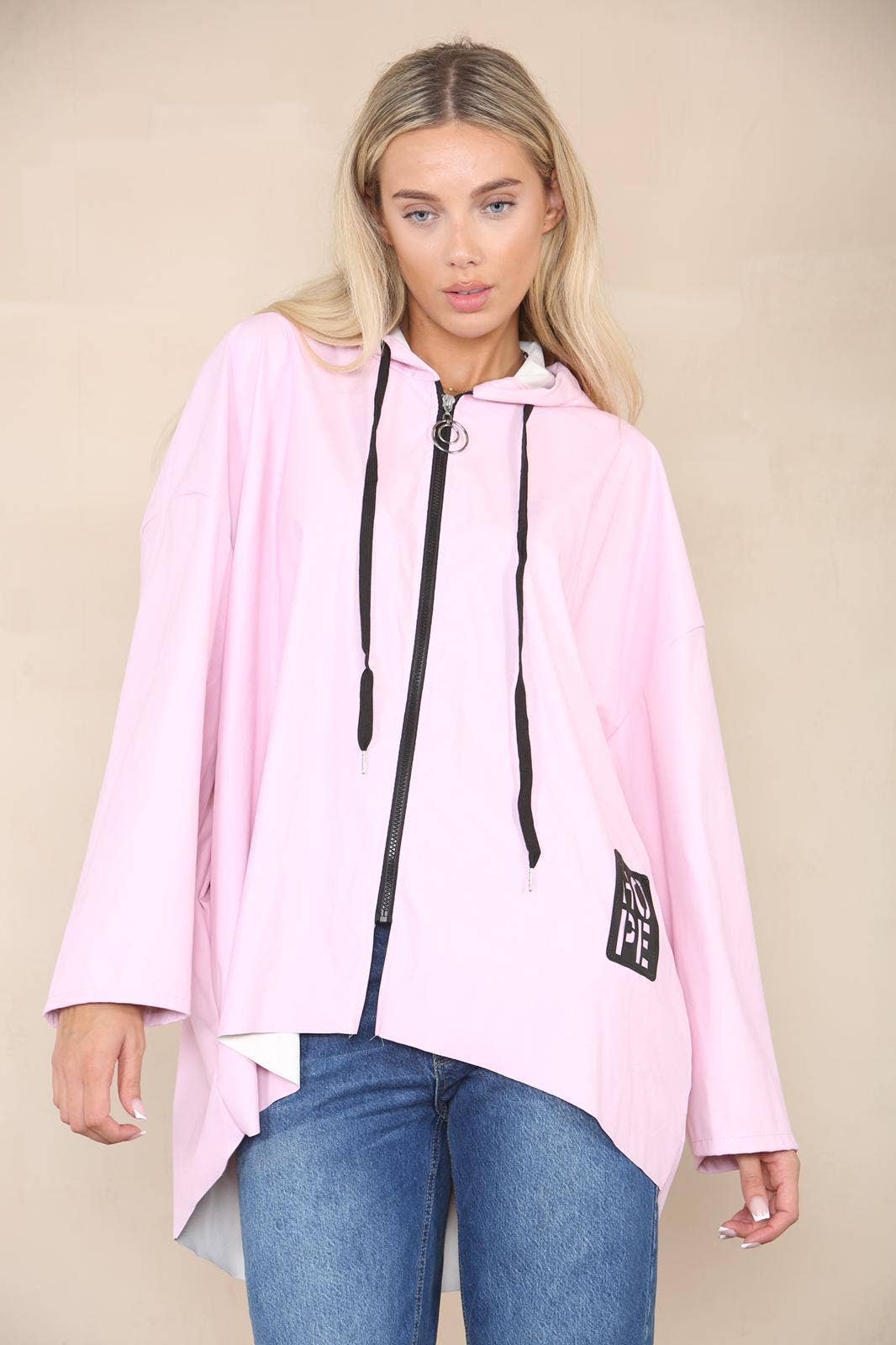 PU Leather Hooded Jacket: Black / One Size To Fit UK 8-20