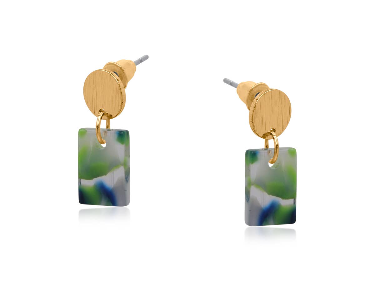 NATALIA PETITE RESIN RECTANGLE STUD EARRINGS: CYCLAMEN