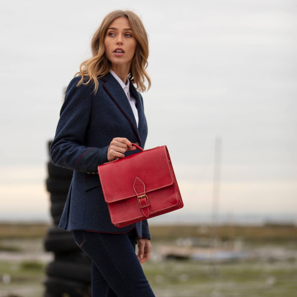 Leather Mini Satchel "The Casablanca": Red