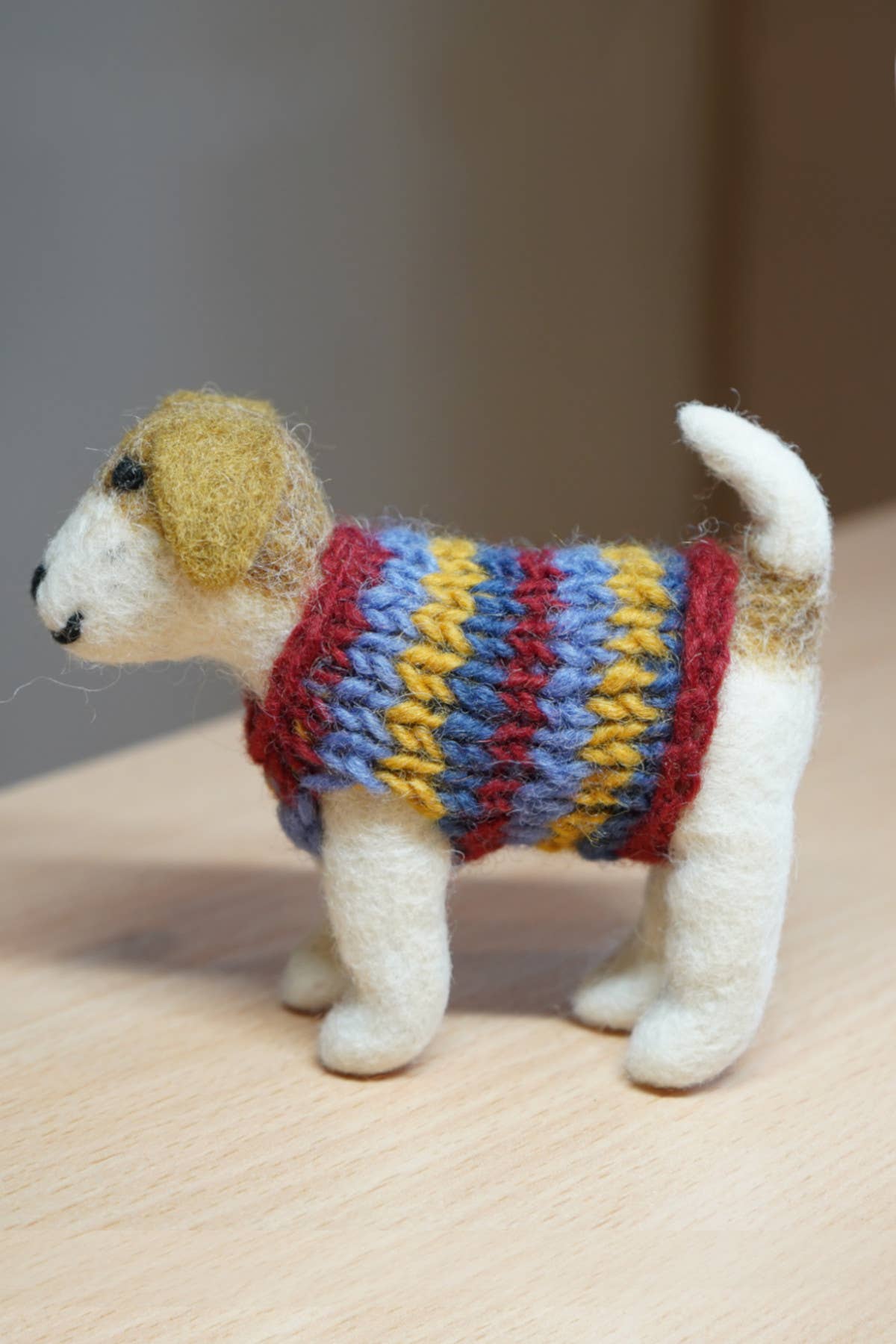 Jack - Hand Felted Wool Terrier Dog in a Jumper Decoration: One Colour