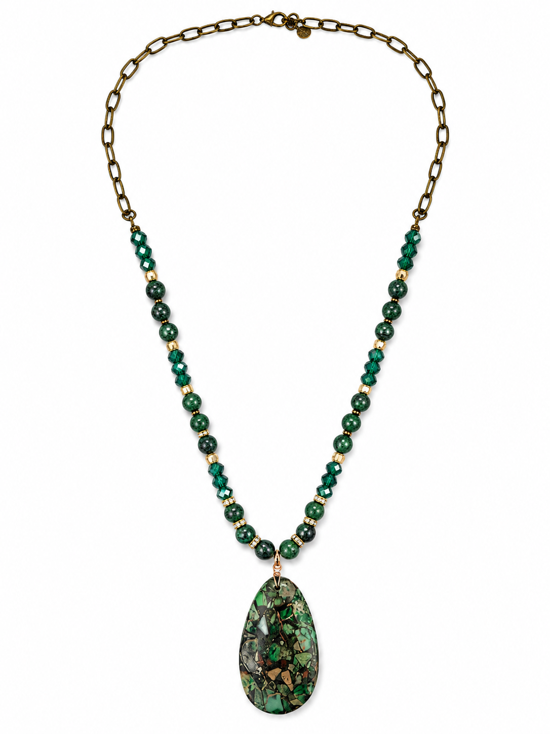 Green Jasper Link Chain Necklace
