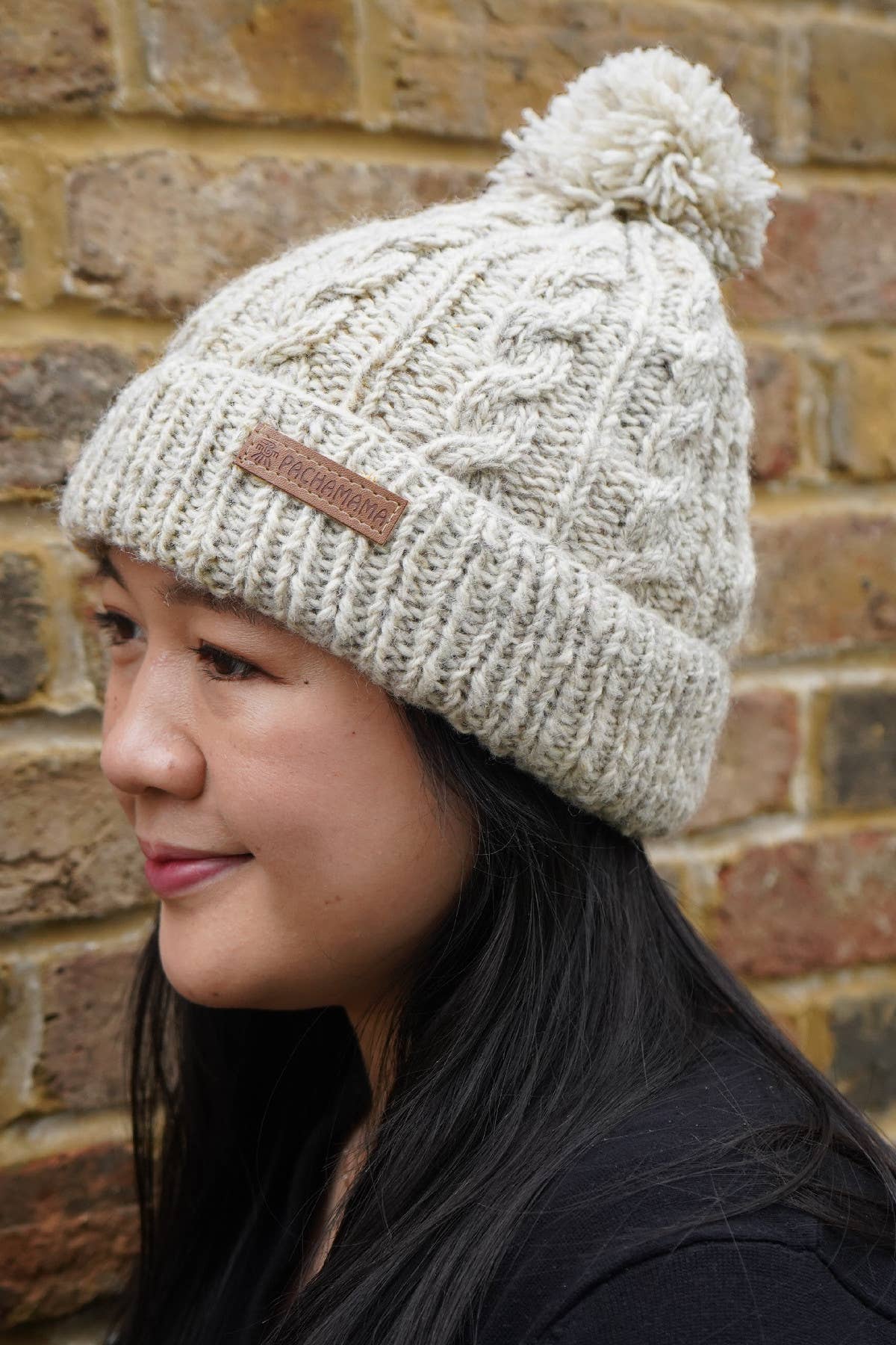Chamonix - Cable Knit Sherpa Lined Wool Winter Bobble Hat Oatmeal: Oatmeal