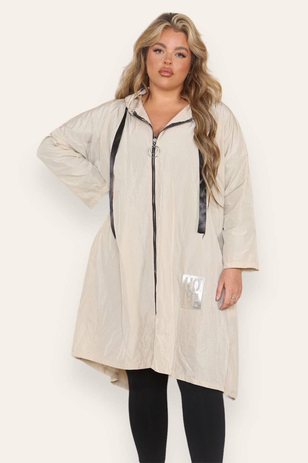 Oversized Hooded Rain Mac: Silver Grey / One Size To UK 16-24