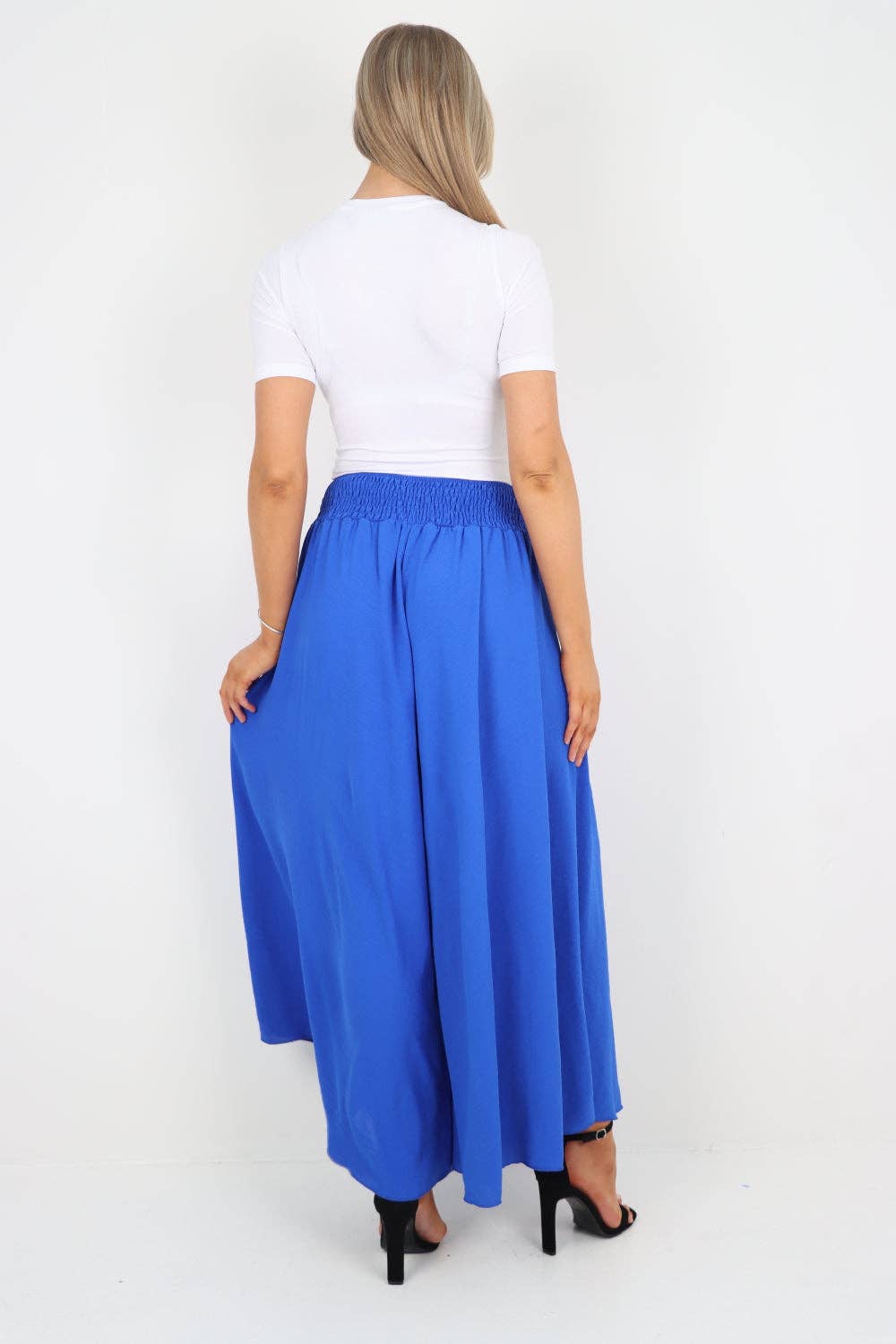 Italian Plain Palazzo Trousers: Beige / One Size (UK 10-24)