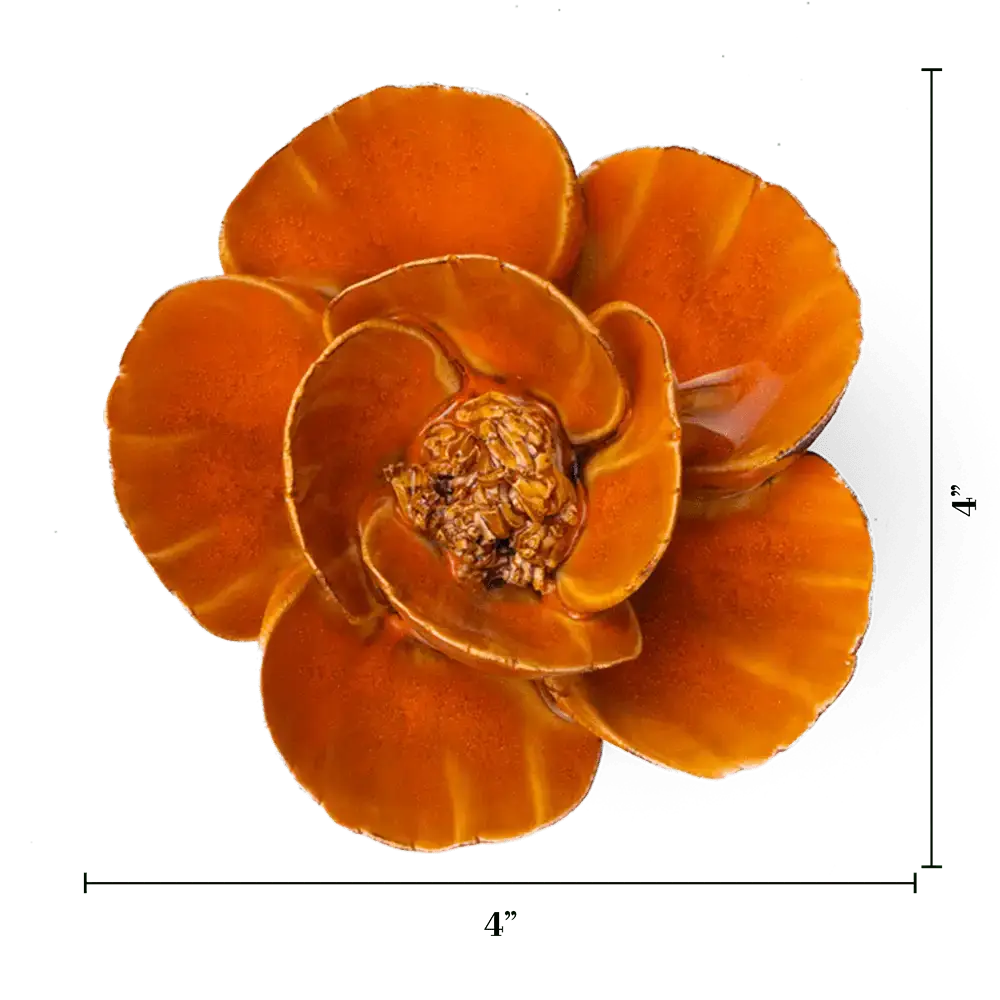 Burnt Orange Poppy Ceramic Flower Wall Arrangements