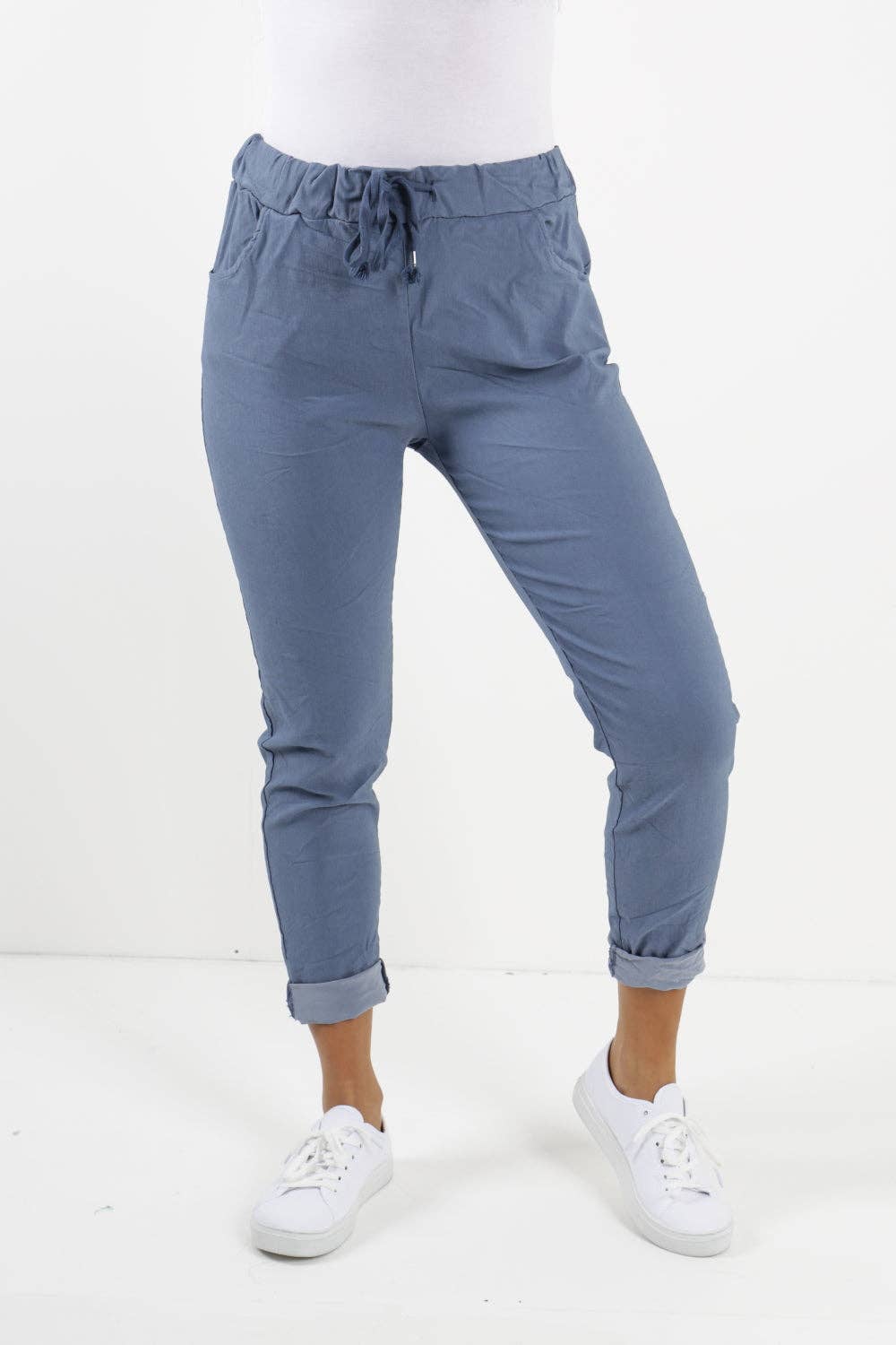 Womens Plain Magic Pants Italian Multi Colours: Beige / One Size (UK 10-14)