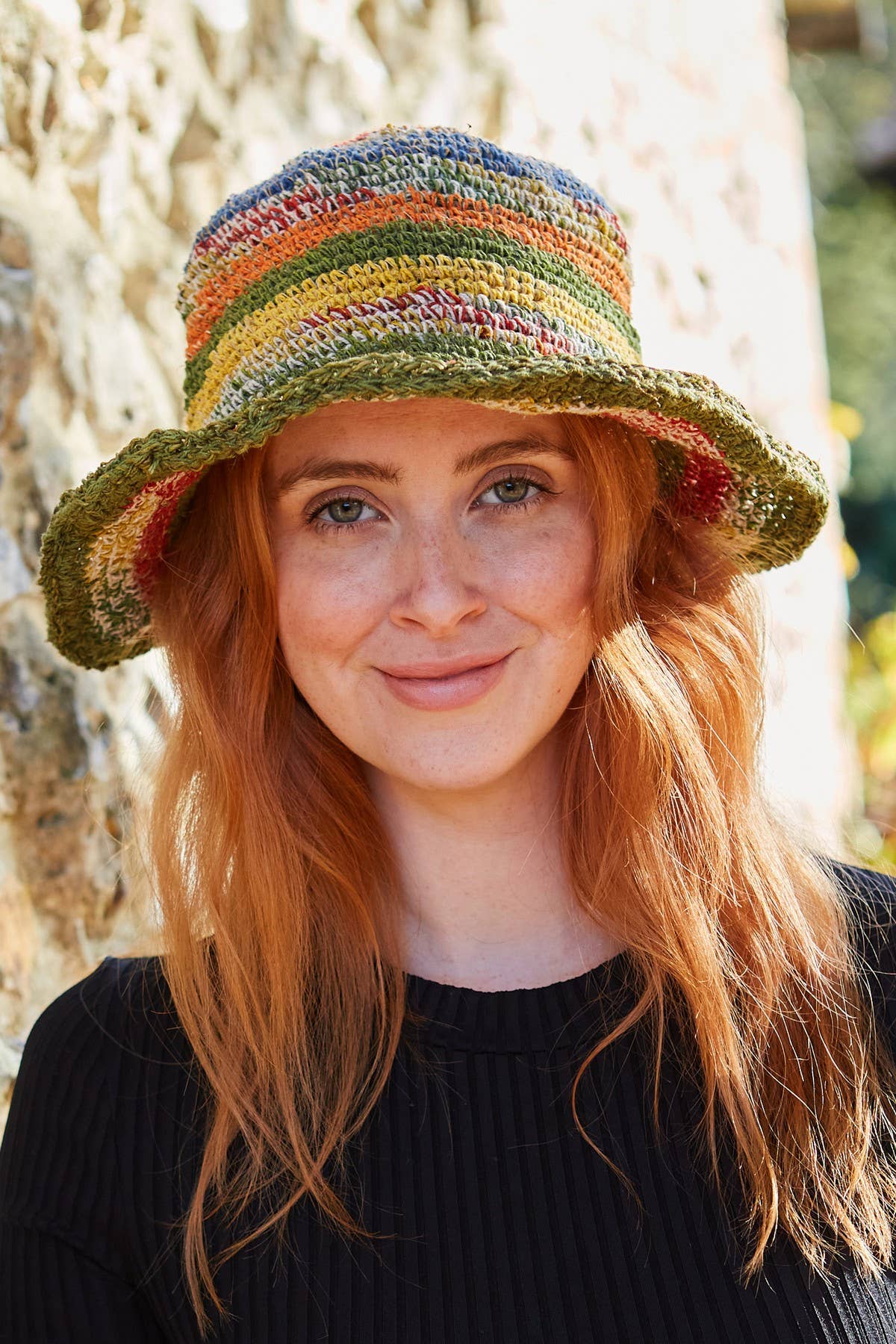 Crocheted Hemp Cotton Sun Hat Summer Stripe: One Colour