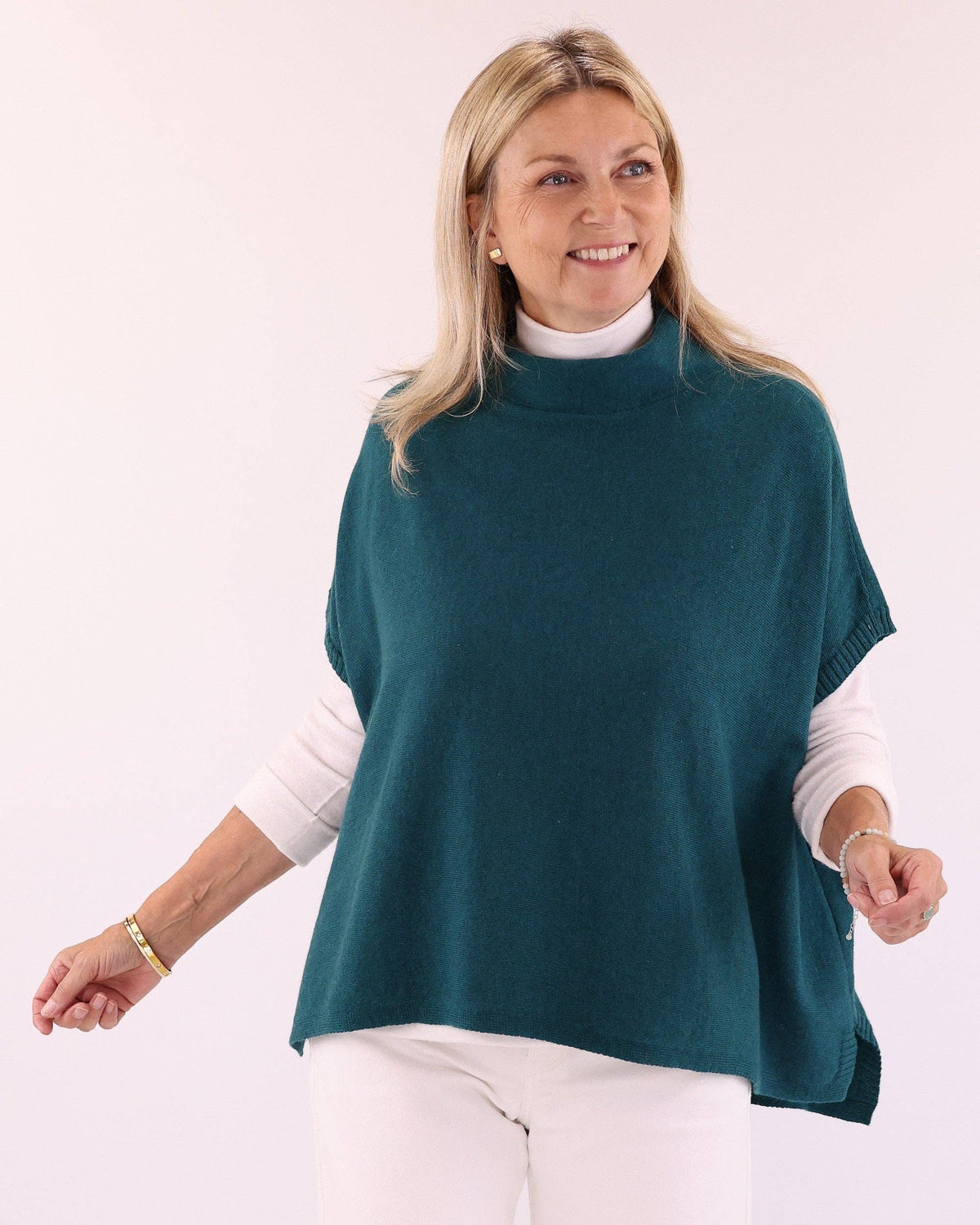 Classic Cashmere Blend Tunic: Peacock