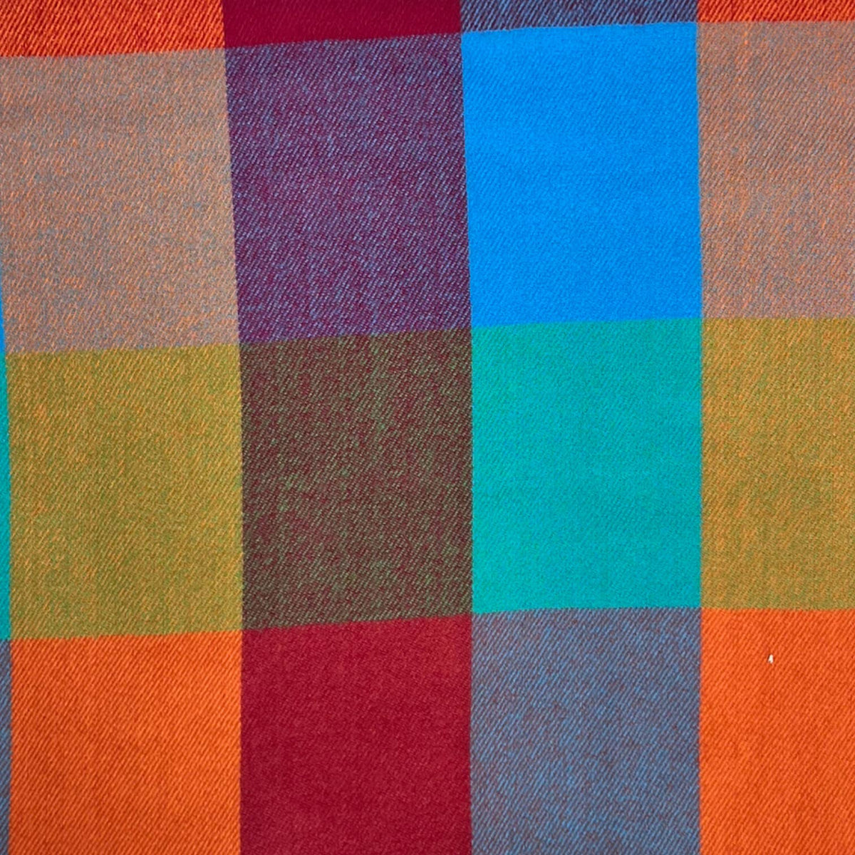 Multi coloured festive check scarf wilt tassels: Rust Orange