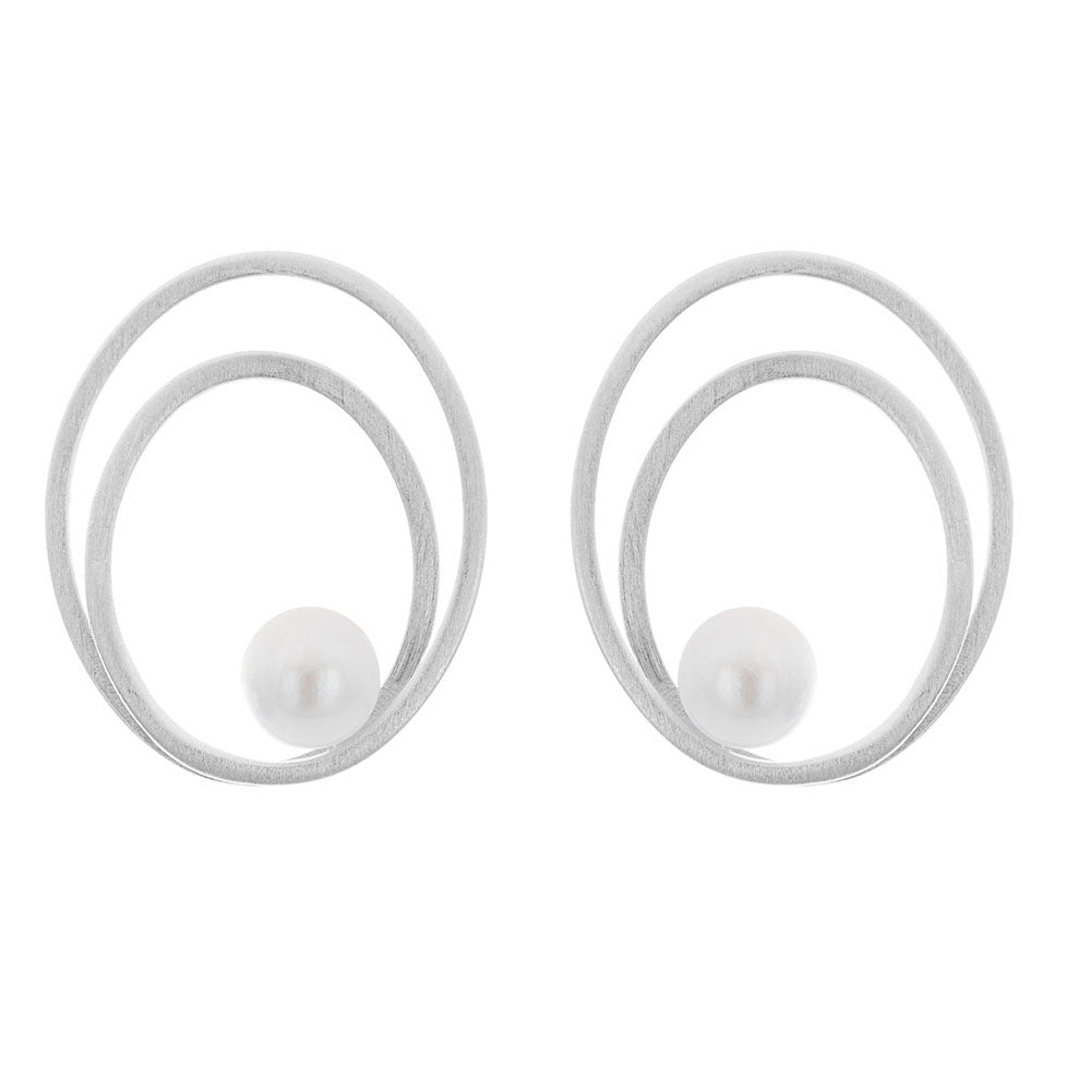 Silver Loop & Pearl Earrings - The Nancy Smillie Shop - Art, Jewellery & Designer Gifts Glasgow