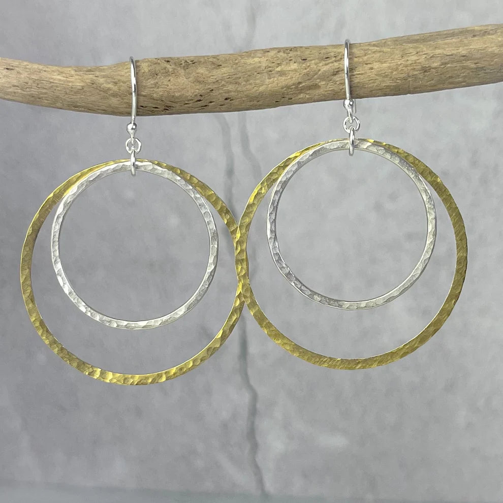 Brass & Silver Hoop Earrings