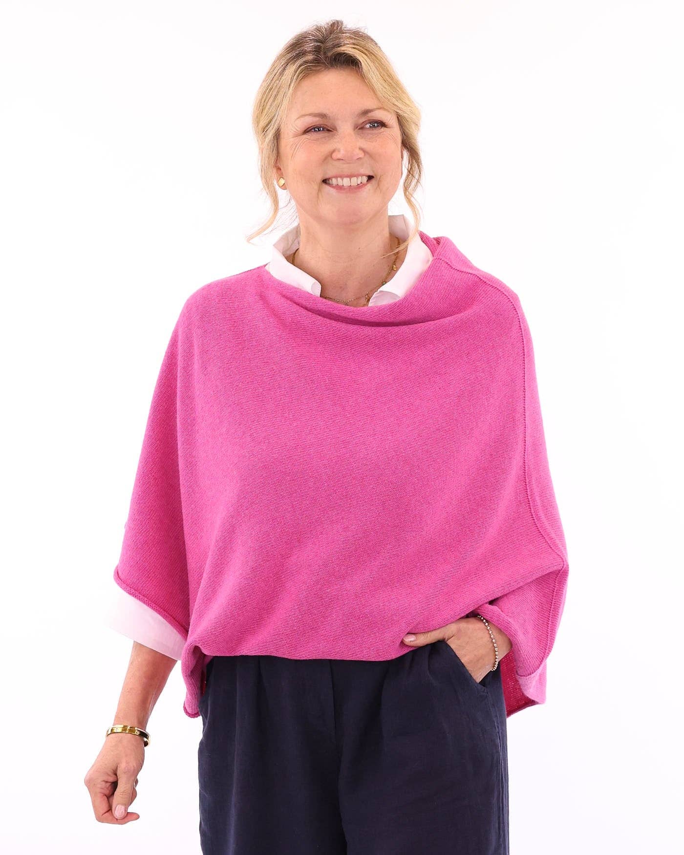 Cashmere Blend Poncho: Deep Violet