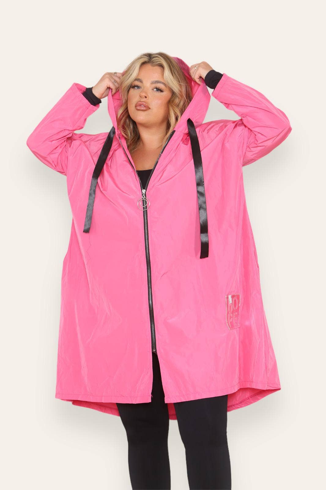 Oversized Hooded Rain Mac: Silver Grey / One Size To UK 16-24