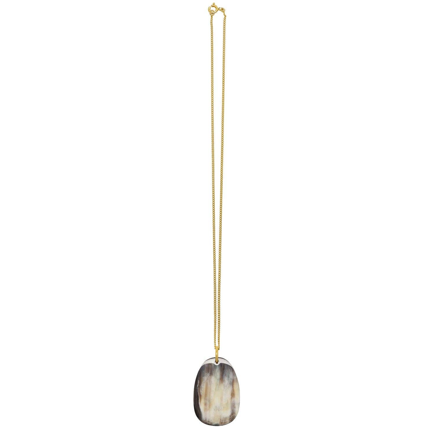 Black oval horn pendant - Gold | The Nancy Smillie Shop - Art, Jewellery & Designer Gifts Glasgow Scotland