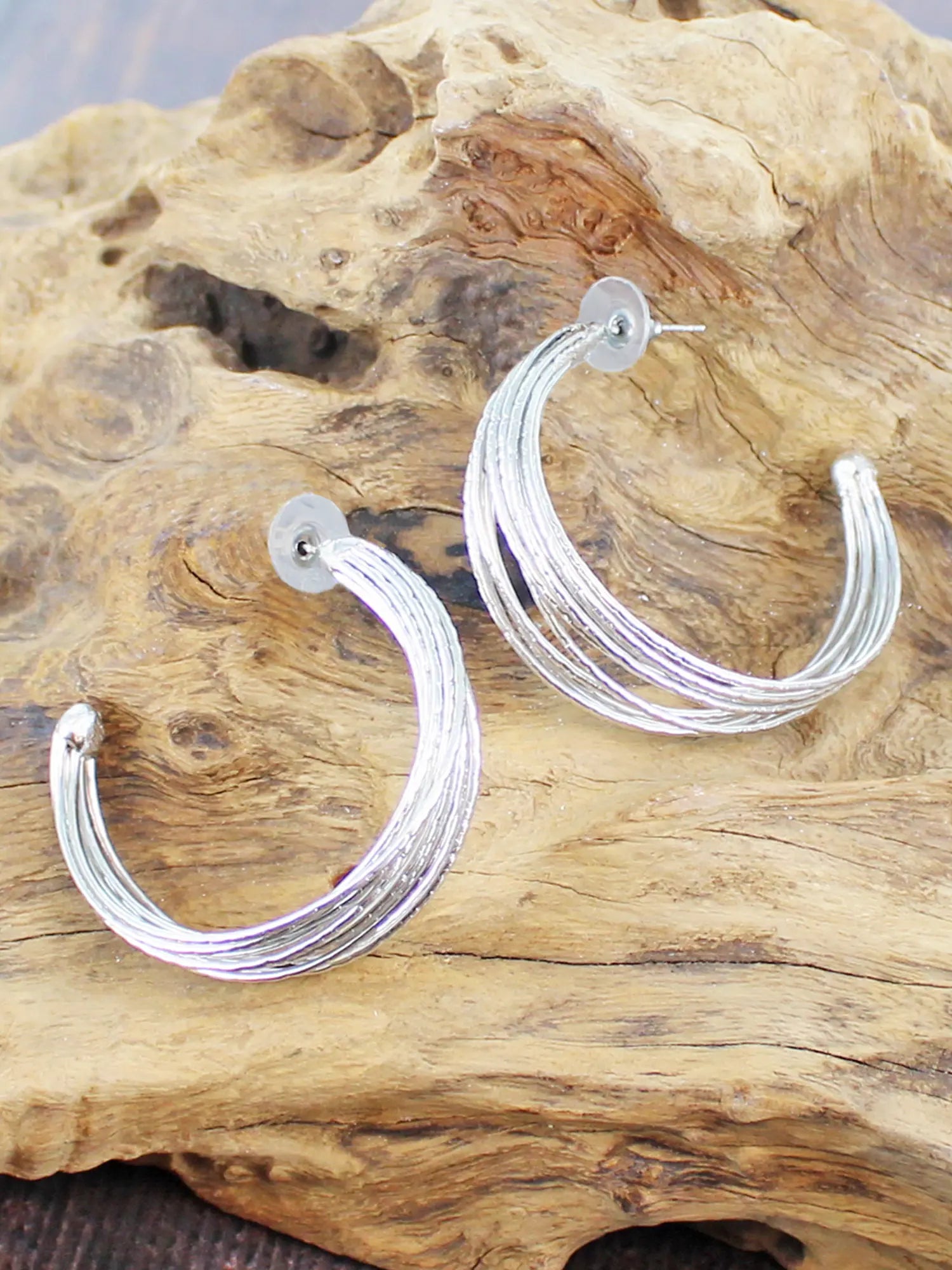 multi-strand hoop stud earrings