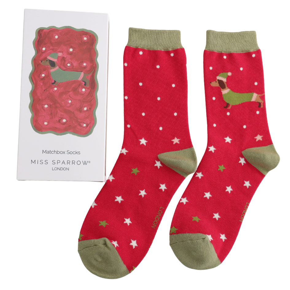 Festive Sausage Dog Socks