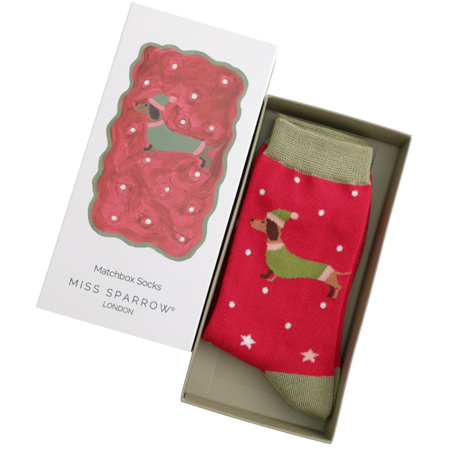 Festive Sausage Dog Socks