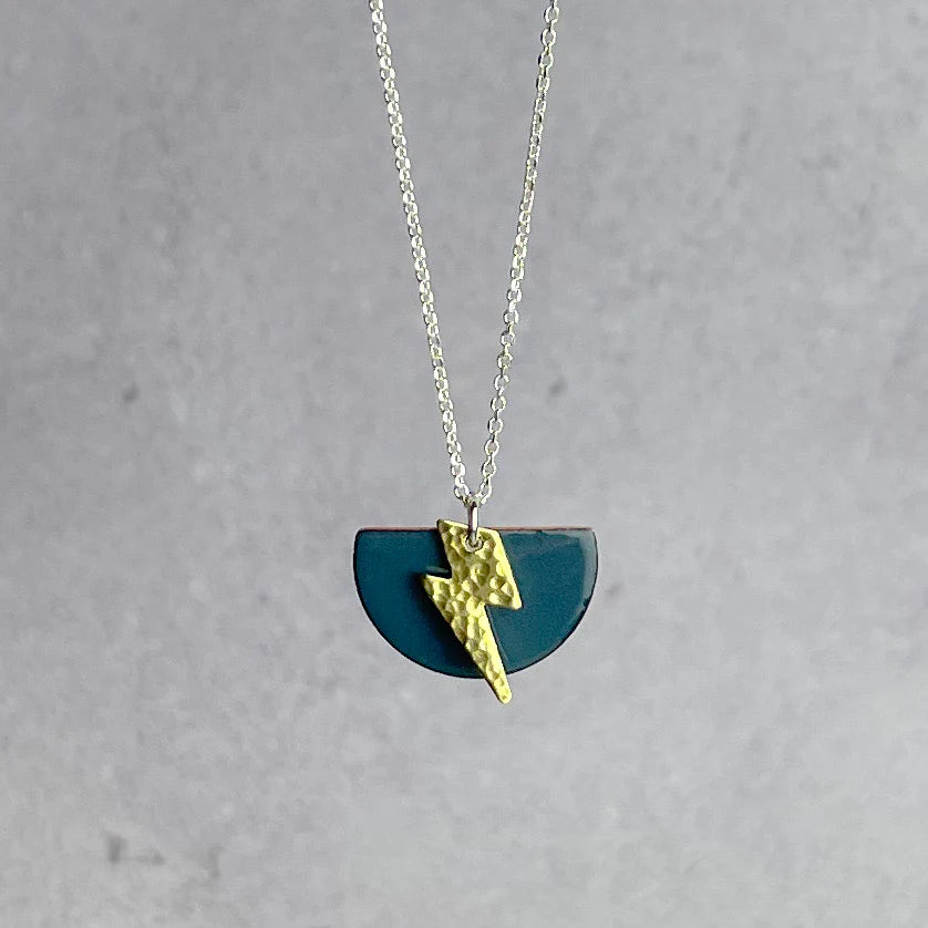 Blue Grey Lightening Necklace