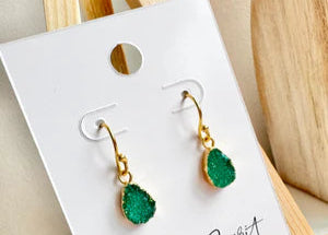 Green Mini Drop Earrings