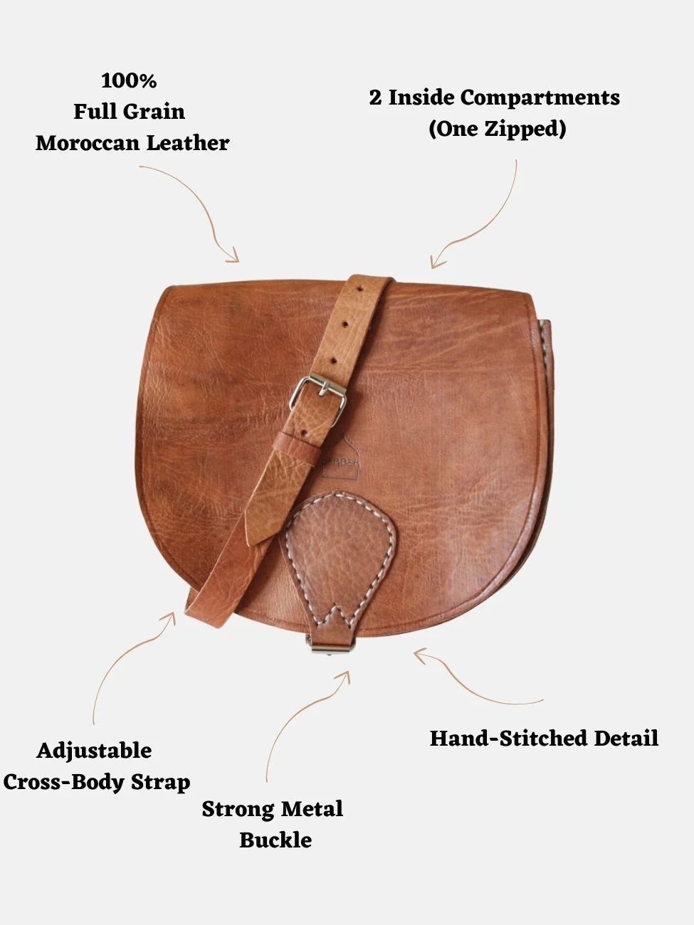 Tan Half moon Large Saddle bag