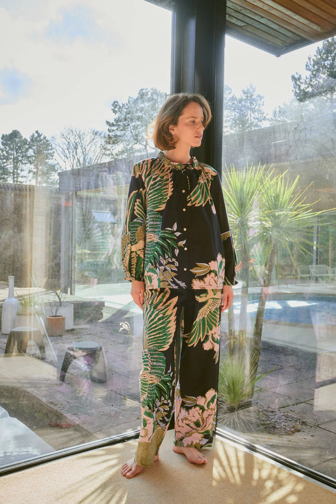 Crane Emerald Poplin Pyjama set