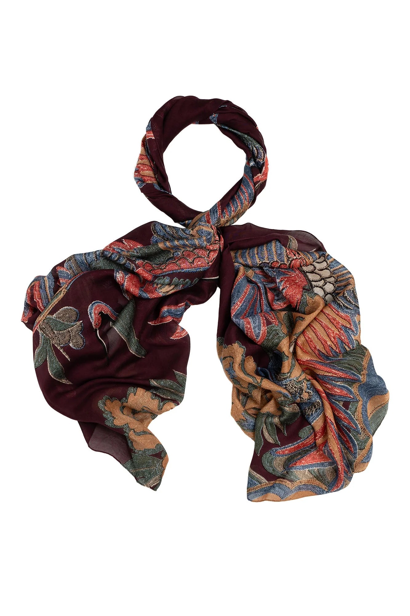 Crane Plum Scarf