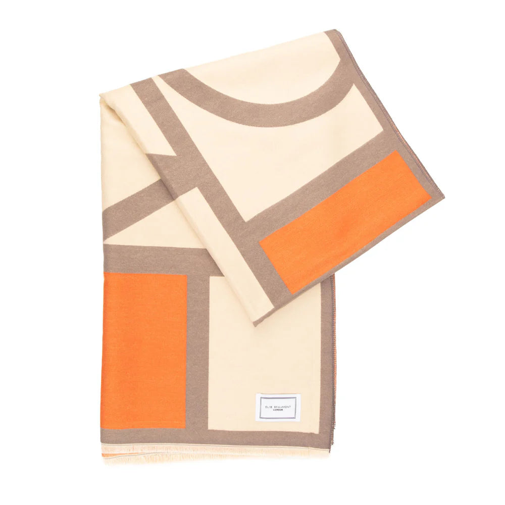 Bufanda Art Déco gris y crema