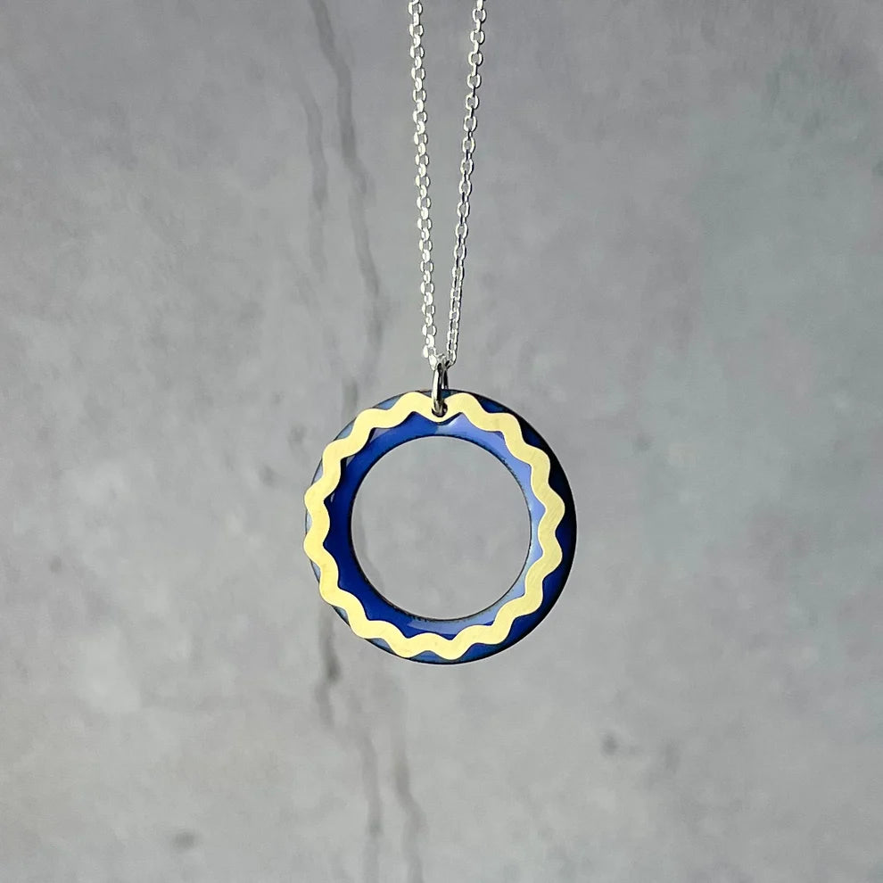 Lapis Wavy Hoop Necklace