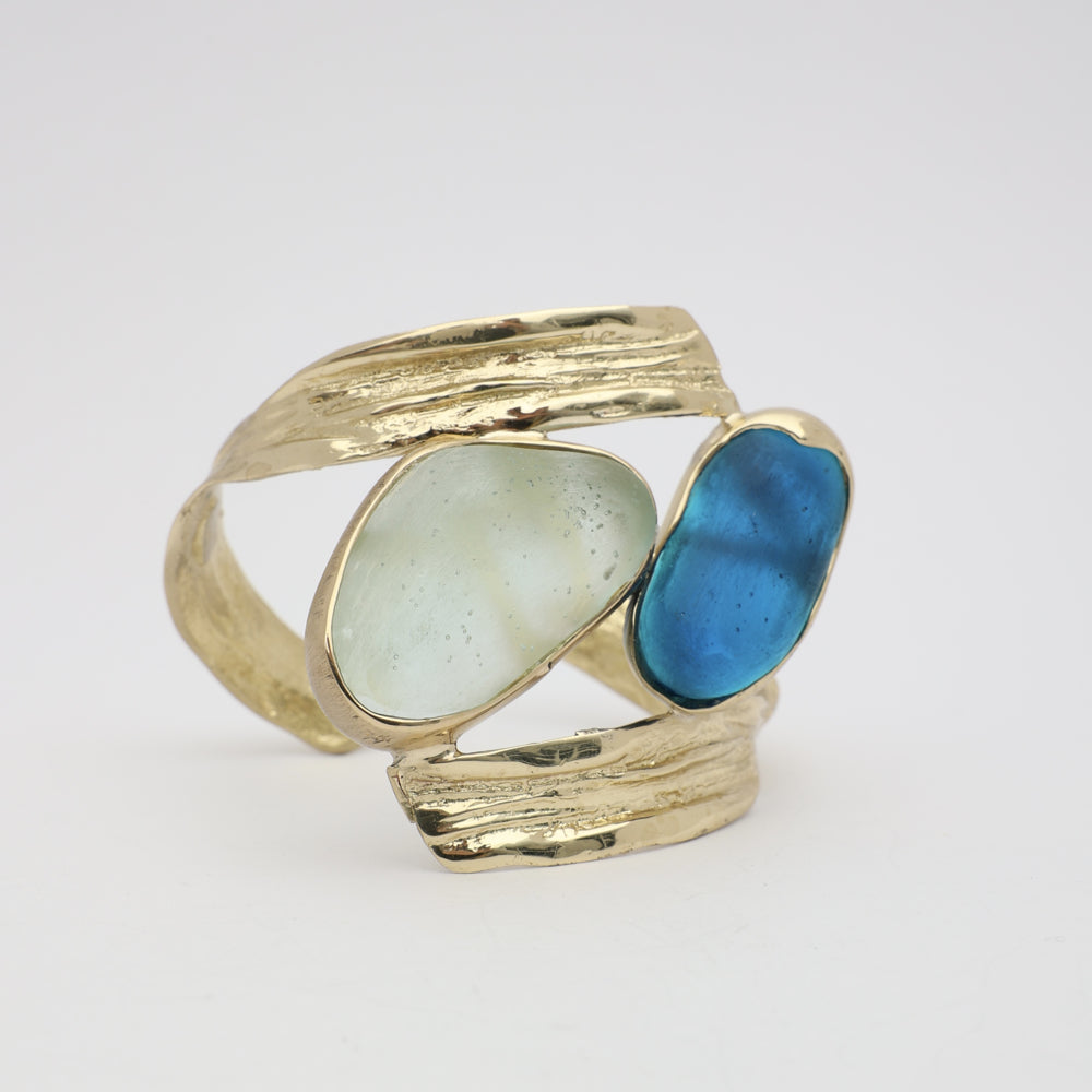 Brass Aqua Resin Bracelet